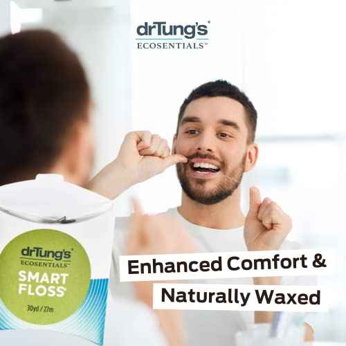 DrTung's Smart Floss - Natural, PTFE & PFAS Free Floss, Gentle on Gums, Expands & Stretches, BPA Free Floss - Natural Dental Floss Cardamom Flavor (Pack of 3)