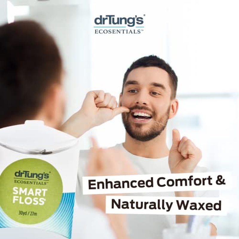 DrTung's Smart Floss - Natural Floss, PTFE & PFAS Free Floss, Gentle on Gums, Expands & Stretches, BPA Free - Natural Dental Floss Cardamom Flavor (Pack of 18)