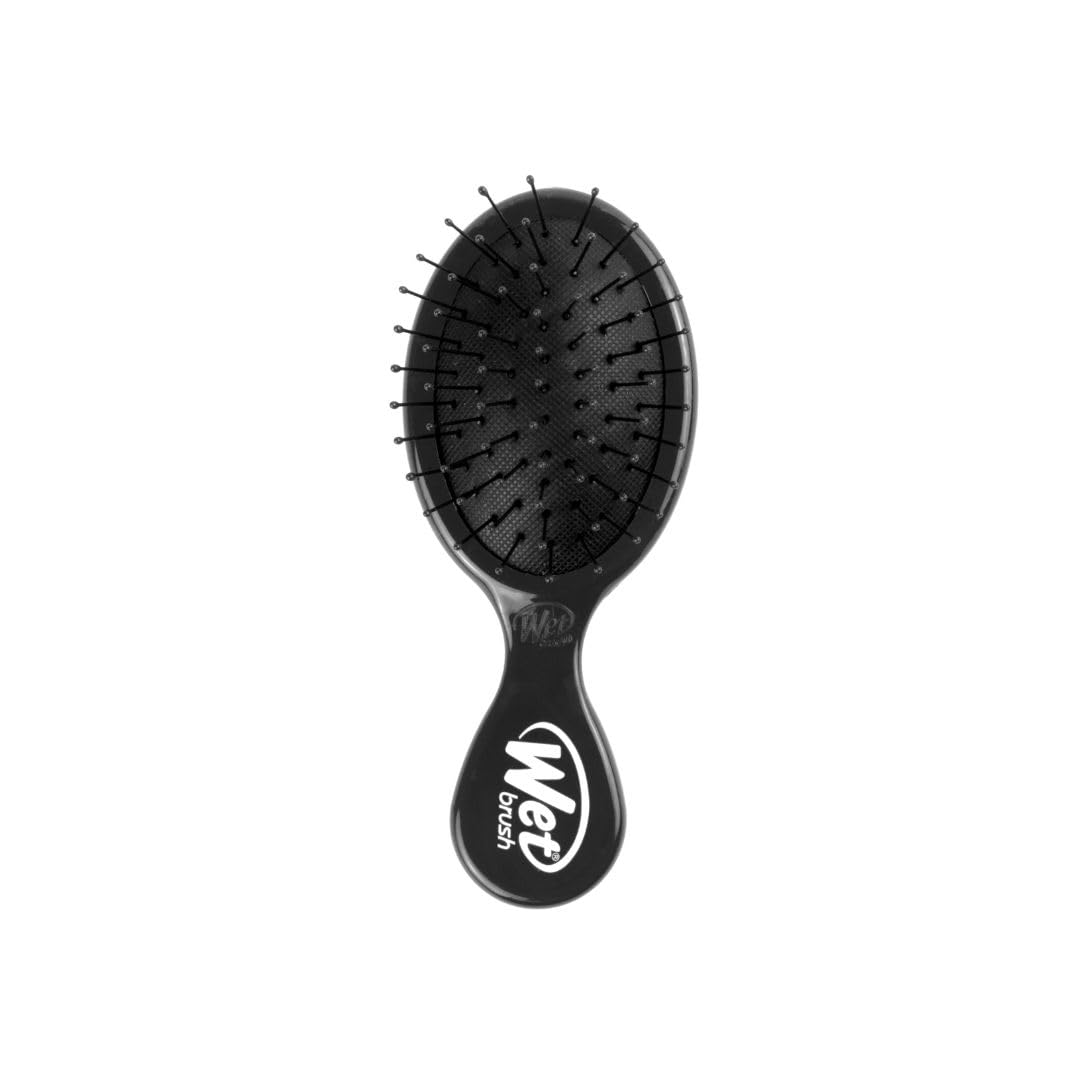 Detangling Brush - Mini Wet & Dry Hair Brush for Tangle-Free Styling | Soft Flexible Bristles for All Hair Types - Black