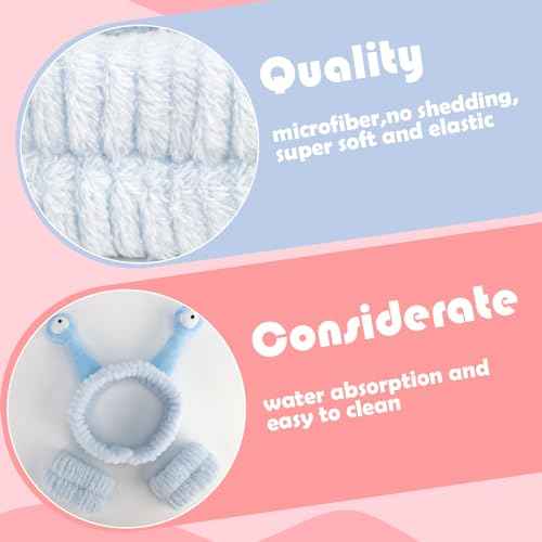Canitor Snail Spa Headband Wrist Bands - Cute Animal Hair Accessories for Face Wash, Makeup Removal, and Skincare - Fun Gifts for Women and Girls