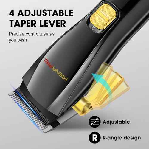 HIENA PRO Professional Hair Clippers and T-Blade Trimmer Kit for Men Cordless Complete Barber Kit Hair Cutting Kit Haircut Set with LED Display & USB Rechargeable (Black)