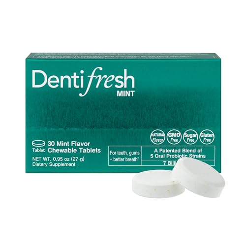 K-Nutra Dentifresh Mint Xylitol Tabs ? Oral Probiotics for Bad Breath, Dry Mouth & Fresh Breath, 7 Billion CFU, Sugar-Free, GMO-Free, Gluten-Free, Natural Mint Flavor, 30 Tablets (Improved Formula)