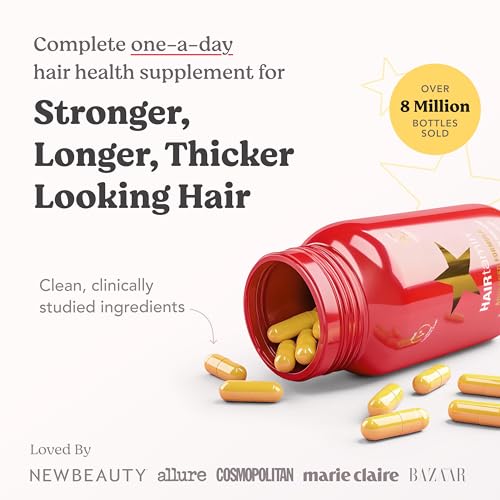 HAIRtamin Advanced Formula Hair Vitamins, Growth Supplement for Women & Men, Supports Stronger, Longer, Visibly Thicker Hair, With 5000 mcg Biotin, Vitamins & Antioxidants, 100% Vegan - 1 Month Supply