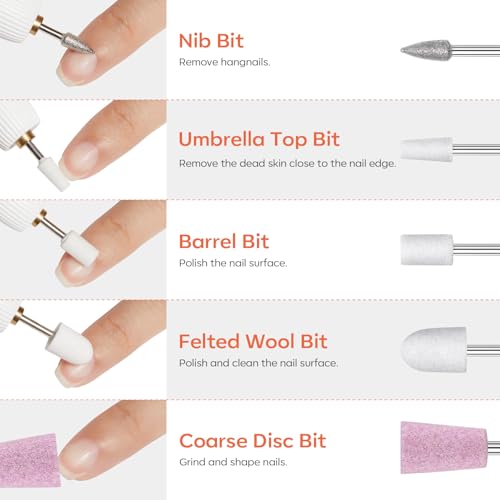 Modelones 24 Pcs Nail Drill Bit Set, 3/32¡± Ceramic Diamond Carbide Nail Drill Bits, Acrylic Gel Nail Bit Kit, Cuticle Remover Bits for Acrylic Gel Dip Powder Nail Manicure Pedicure