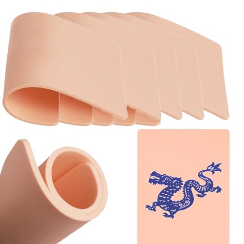 3MM Fake Tattoo Skin - 5pcs Tattoo Practice Skins Double Sides Professional Training Pad for Tattoos Training Depth Control Realistic Texture for Beginners to Professionals Tattoos Supplies