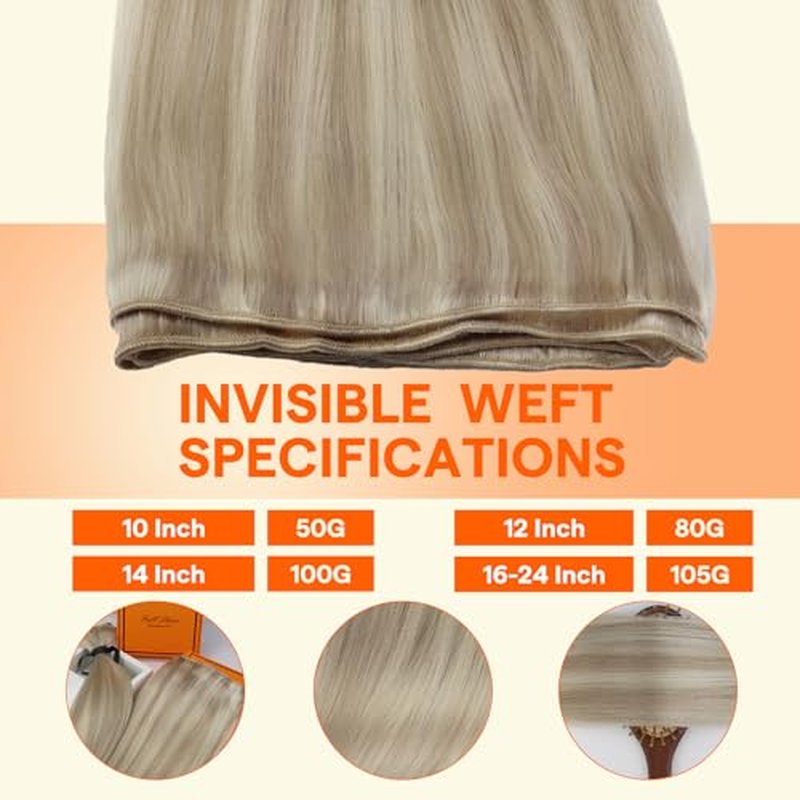 Full Shine Blonde Sew In Weft Hair Extensions Silky Straight Real Hair Wefts Human Hair 105 Grams Sew In Hair Extensions Ash Blonde Highlight Remy Bundles 24 Inch