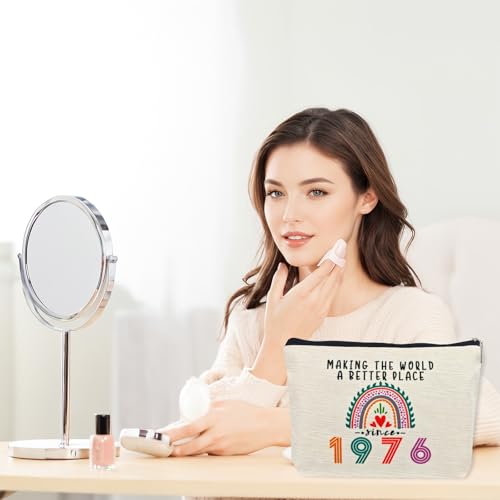 Happy 49th Birthday Gifts for Her Women Makeup Bag, Best 1976 Anniversary 49th Birthday Decorations, 49 Year old and Fabulous Gifts Ideas for Wife, Mom, Mothers Day, Christmas Cosmetic Travel Pouch