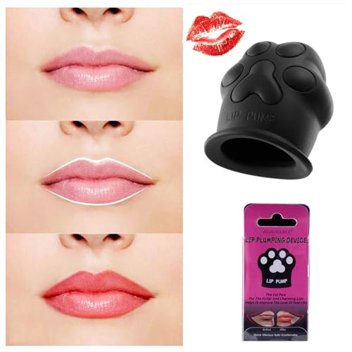 Lip Plumper Device Enhancer,Cat's Paw Cute Shape Lip Plumper Device Lip Filler Beauty Pump,Soft Silicone Cute Shape Natural Pout Mouth Tool,Sexy Lip Mouth City Lips Full of Charm Lip (Black Cat)