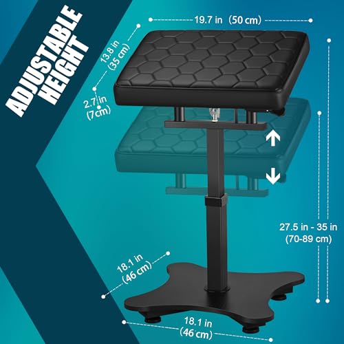 POARMEEY Tattoo Arm Rest Hydraulic System Adjustable Height with Wood Grain Base Stable and Durable
