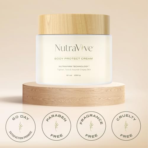 NutraVive Body Protect Cream ? Anti-Aging Crepey Skin Moisturizer, 8.1 Oz ? Tighten, Tone & Nourish Crepey Skin ? Full Body Moisturizing Treatment - Boost Collagen Production & Protect Skin Layers