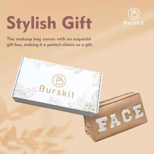 Preppy Makeup Bags Stoney Clover 4 Pcs Travel Organizer Patch Bag Large Varsity Chenille Letter Cosmetic Toiletry Preppy Stuff Cute Bags Portable Pouch Storage Purse Bag Set