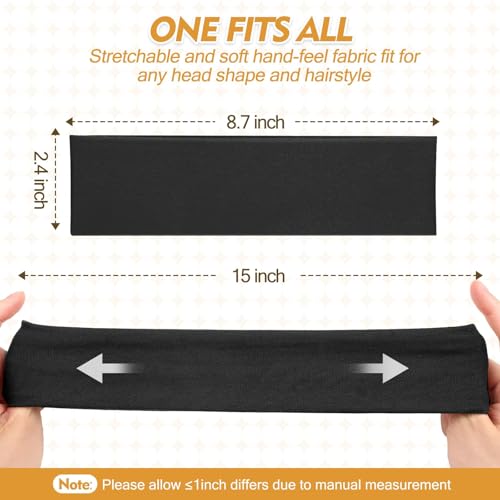 Headbands for Women and Men - 8 Pcs Black White Headband Hair Bands Accessory Stretchy Soft Fabric Sweat Head band for Workout Sport Stocking Stuffers for Men Women Husband Wife Friend Christmas Gifts