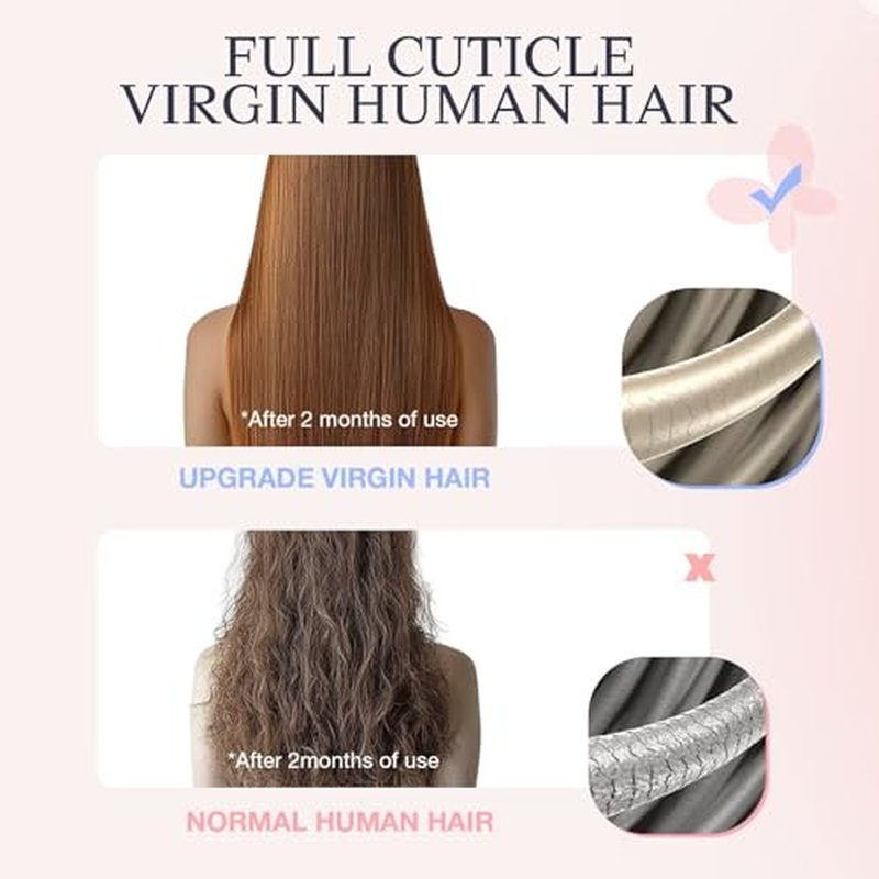 DOORES Hair Extensions Real Human Clip in 18 inch 130g 7pcs Invisi Edge, Seamless Clip in Hair Extensions Invisible Clipins Virgin Injected Skin Weft, 2/6/2 Dark Brown to Chestnut Brown
