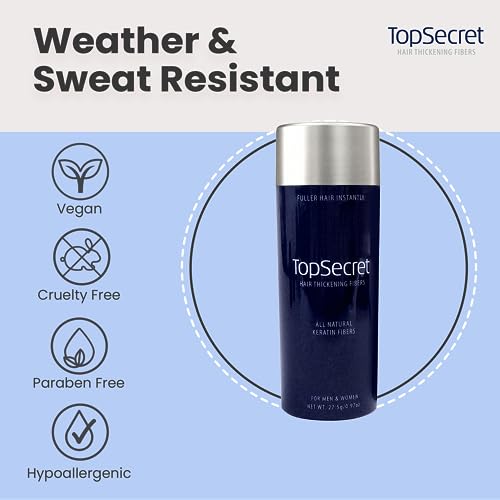 Top Secret Hair Thickening Building Fibers Refills - Undetectable & Natural Hair Filler - for Men & Women - Instantly Fill In Fine Thinning Hair - Weather & Sweat Resistant (Silver, Regular)