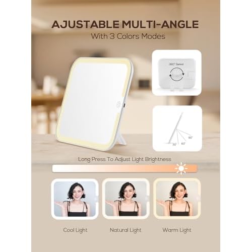 OMIRO Makeup Case, Makeup Bag with Light Up Mirror Set, Makeup Organizer Bag with Magnet Makeup Mirror for Women and Girls