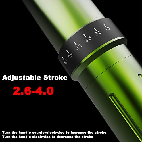 BRONC Max V12 Wireless Tattoo Machine Rotary Pen Coreless Motor 2,100mAh Battery Power (Adjustable 2.5 ¢¦ 4.0mm Stroke) Green