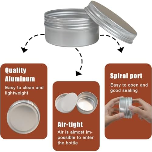 3 oz Tins with Lids, 40 Pack Aluminum Jars 3 oz Tin Salve Tins Refillable Containers With Screw Top and Labels for Salve,Candle,Spices or Balms(Silver)