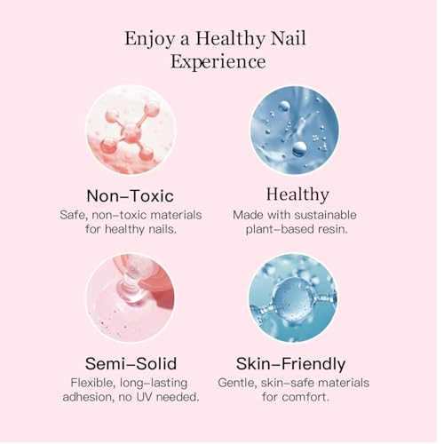 CurvLife Nail Tips Semi Solid Nail Glue 2g (5pcs) - Super Strong, Soft Glue Gel Quick Drying Adhesive for Press On Nails, No UV Light Needed