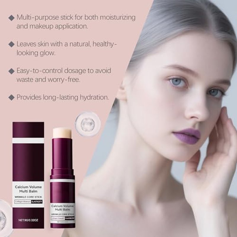 Vitalig Calcium Volume Multi Balm | 9g Collagen Moisturizing Stick for Face, Eyes, Neck | Hydrating & Firming Skin | Vitamin D & Elastin Enriched | For All Skin Type (1PC)