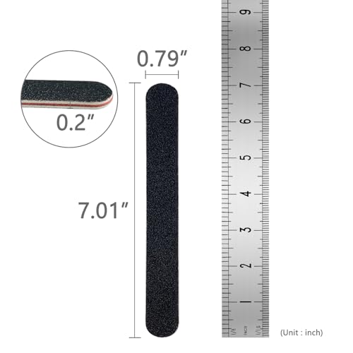 3 Pack Professional Emery Boards, 100/180 Grit Nail File for Acrylic and Natural Nails, Reusable, Black