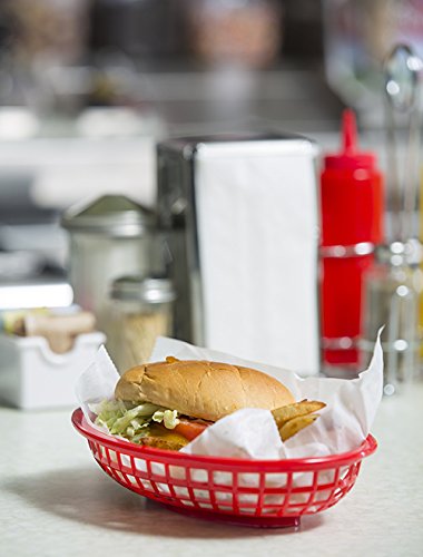 TableCraft H1074R6 6-Piece Classic Oval Plastic Baskets, Red