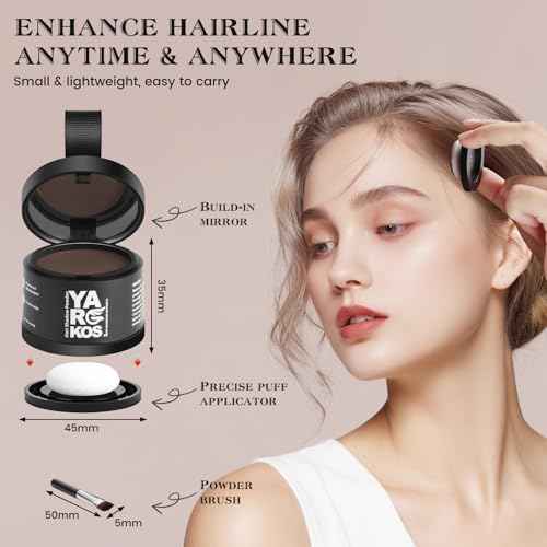 Hairline Shadow Powder, Dark Brown, Root Touch Up Powder for Instantly Gray Hair Cover Up, Women Color Root Coverage for Thinning Grey, Mens Roots Concealer for Hair Loss Beard Line, #3
