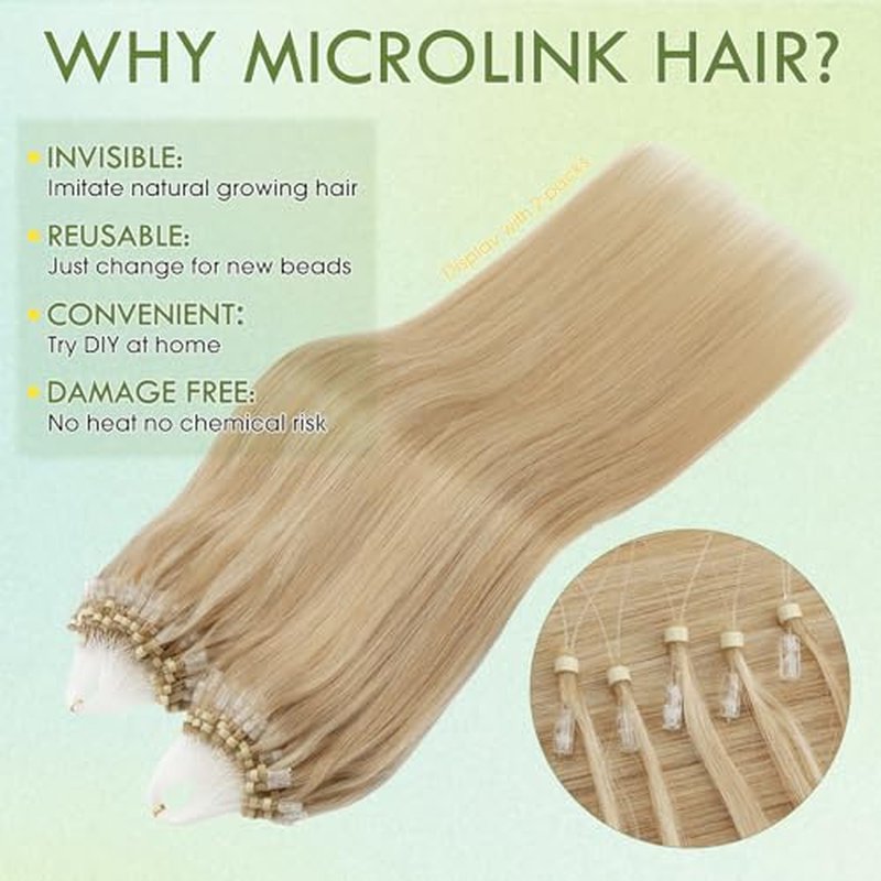 Hairro Microlink Human Hair Extensions Cold Fusion Keratin Itip Micro Bead Micro Loop Full Head Highlighted Brazilian Pre Bonded I Tipped Remy Hairpiece For Women 22 inch 50g 100 Strands #18P613