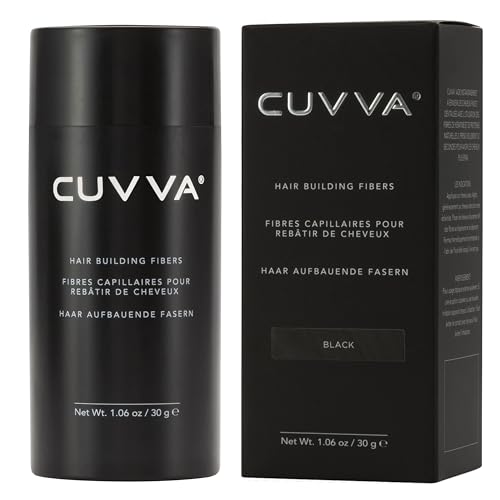 CUVVA Hair Building Fibers (30g) - Instantly Fill in Fine and Thinning Hair to Create a Thicker, Fuller Look - 13 Different Shades for Men & Women - Black