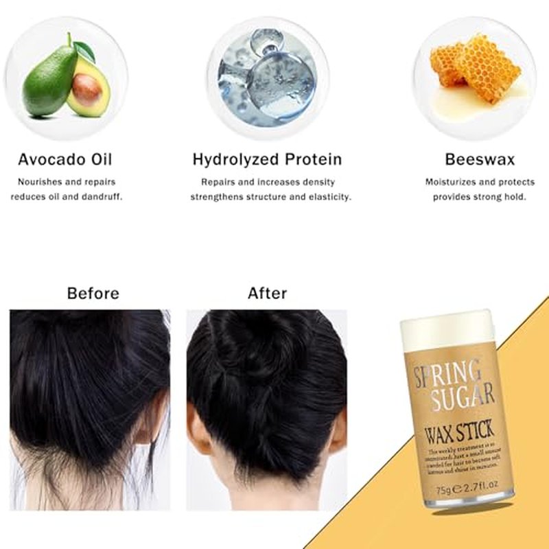 Hair Wax Stick Set for Flyaways Slick Back ? Includes Wax Stick for Hair, Slick Back Hair Brush, Hair Finishing Stick ? Hair Styling Products for Women, Taming Frizz & Creating Sleek Styles