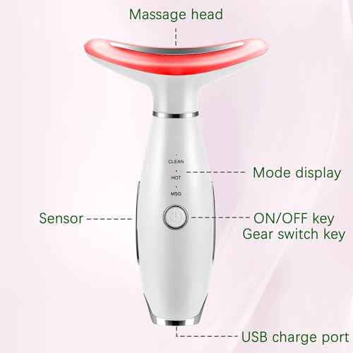 7 Color True Beauty Glow Facial Massager, Red-Light-Therapy Wand for Facial Skin Care, Vibrating Massager for Face and Neck, Galvanic Facial Machine, Lymphatic Drainage Massager Face