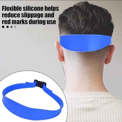 1PC Neckline Shaving Template for DIY Self Haircutting, Adjustable Hair Trimming Guide, Silicone Curved Haircut Band for Cleaning Straight Neck Hairline (Blue)
