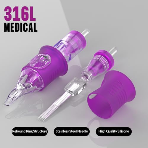 Tattoo Needles, Wormhole Tattoo Cartridge Needles 20pcs 7M1 Disposable Tattoo Needle Cartridges Stack Magnum for Rotary Tattoo Machine Gun Cartridge Machine Permanent Makeup (1007M1)