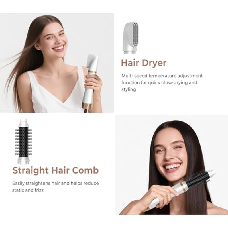5 in 1 Hair Dryer Brush Set, Blow Dryer Brush with Air Style Wrap Hair Styler, Negative Ionic Magic Style Set, Detachable Air Curler for Volumizer,Straightener,Drying