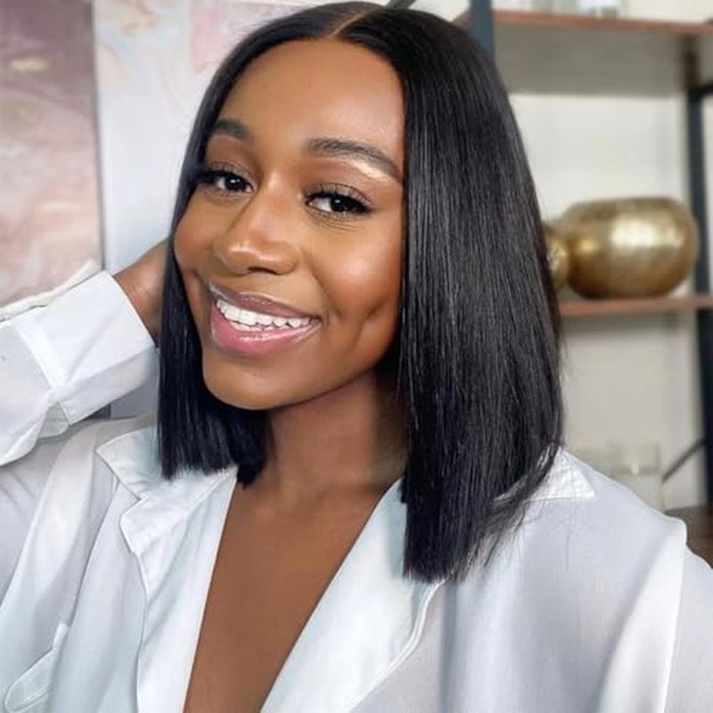 ISEE Hair M Cap 9x6 Bob Wig Human Hair Glueless Wigs Pre Plucked Pre Cut HD Lace Front Glueless Wigs Human Hair 180% Density Short Straight Bob Wigs for Black Women 10 inch