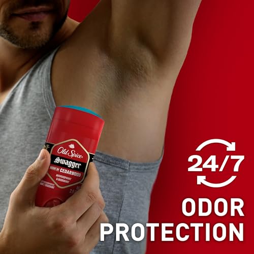 Old Spice Aluminum Free Deodorant for Men, 24/7 Odor Protection, 24/7 Freshness & Lasting Scent, Swagger with Cedarwood Scent, 3.8 oz (Pack of 3)
