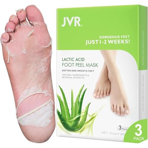 JVR Foot Peel Mask - 3 Pairs - Exfoliating Peeling Callus Remover, Repairs Cracked Heels & Dry Skin, for Smoother and Softer Feet (Aloe Vera)