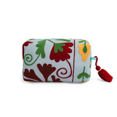 Huar Travel Makeup Bag- Large Capacity Cosmetic Bags for Women - Water Resistance Lining Portable Pouch & Open Toiletry Bag - Perfect Girls Makeup Organizer for Travel Essentials (Sky Blue)