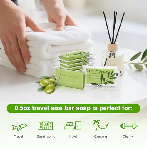 Bulk Bar Soap Travel Olive Oil Soap Bars Bulk 0.5 oz,Guest Soaps Small for Bathroom,Hotel Soap Bars for Hotel Hospitality Homeless(pack of 300, olive oil)