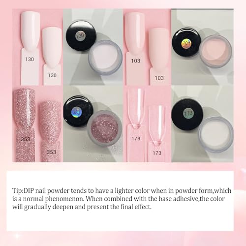 AZUREBEAUTY Dip Powder Nail Kit,4 Colors Nude Pink Glitter Hues,Starter Set for French Nails & All Seasons,Includes Base Coat, Top Coat, Activator & DIY Salon Liquids