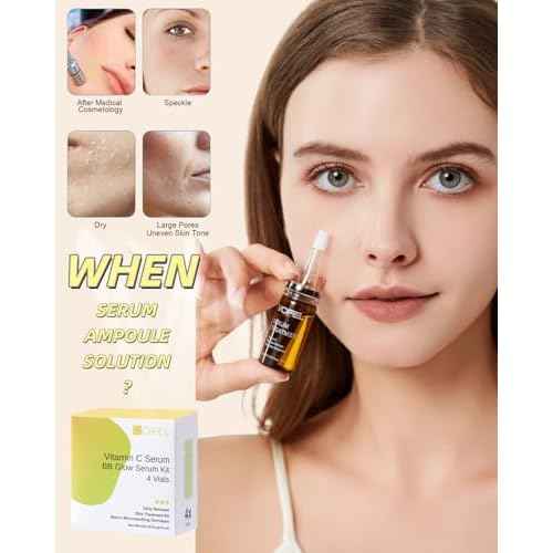 Vitamin C Serum for Face Hyaluronic Acid Serum Anti Aging Moisturizer 0.35 oz 4 Vials Facial Serums BB Glow Starter Kit (4pc new vc kit)