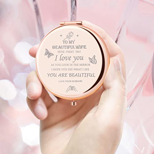 Gifts for Wife from Husband- I Love You Wife Gifts Compact Mirror- Romantic Gifts for Wife Anniversary - Wife Birthday Gifts from Husband for Mothers Day, Wedding, Valentines or Christmas