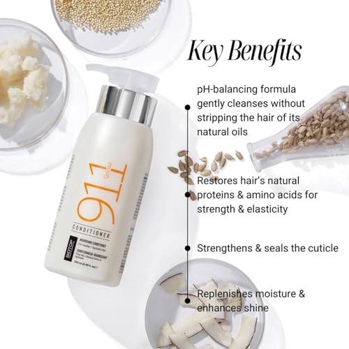 Biotop Professional 911 Quinoa Nourishing & Hydrating Duo - 911 Quinoa Shampoo (16.9 oz) & 911 Conditioner (16.9 oz) for Dry, Damaged Hair - Formula with Quinoa, Argan & Macadamia Oil (2 Piece Kit)