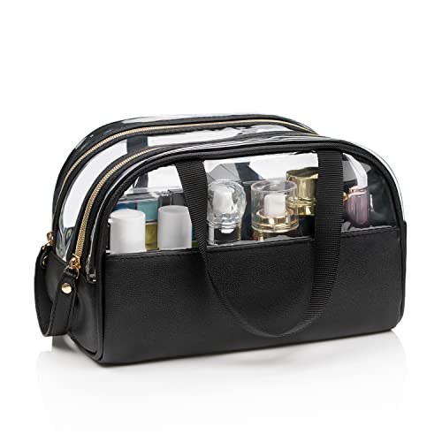 Ethereal Clear Makeup Bag, Large Opening TSA Approved Toiletry Bag Portable Cosmetic Bag for Women Tote Bag Waterproof Travel Makeup Bag Organizer