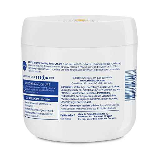 Nivea Intense Healing Cream, Moisturizing Body Cream for Dry Skin, 13.5 oz jar (Pack of 2)