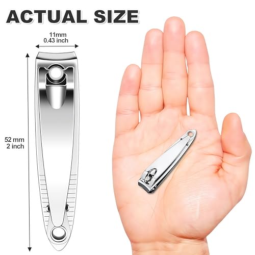 Nail Clippers with File in Bulk, 24-Pack Stainless Steel Nail Trimming for Toenail & Fingernail, Nail Clipper Gifts for Men Women Adults Homeless Care Supplies (Silver)