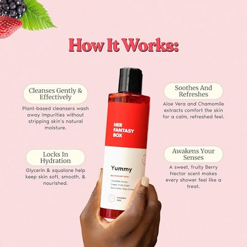 Her Fantasy Box Yummy | Body Wash - Indulgent, Luxurious Body Wash for Deep Cleansing, Moisturizing, and Nourishing Skin - Refreshing Scent for All Skin Types