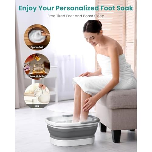 Nekteck Foot Soaking Tub Collapsible Bucket for Foot Bath Soak Tub, Foot Basin Foot Soaker with 138 Acupressure Nodes and Pumice Stone for Feet Massager Pedicure Foot Spa, Gifts for Men Women Dad Mom