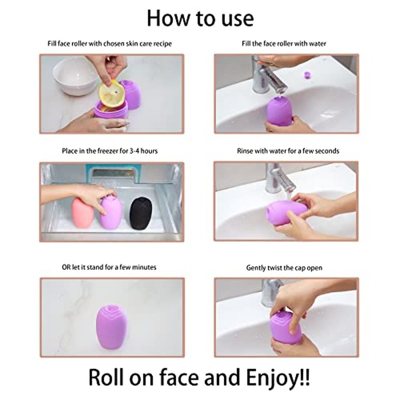 2Pack Ice Roller for Face, Evmliy Silicone Ice Face Roller to Tighten and Lift skin for Face & Eye Puffiness Relief, Reusable Facial Mold for Neck Natural Glow, Skin care for women beauty