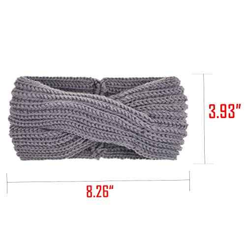 DRESHOW Winter Knit Chunky Headbands for Women Crochet Turban Knitted Ear Warmer Fashion Head Wrap 6 Pack