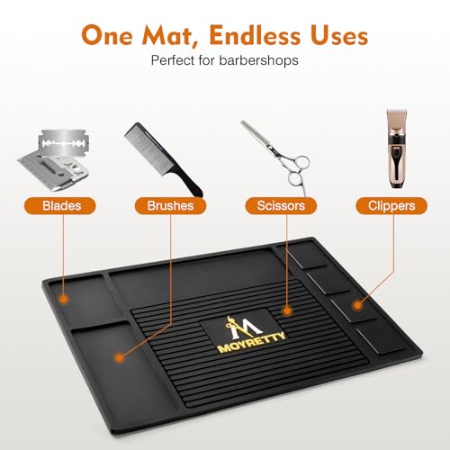 MoyRetty Magnetic Barber Organizer Mat for Clippers Barber Shop Salon Anti-Slip Silicone Pad Rubber Heat-Resistant, for Heavy Clippers and Trimmers (Style 2)